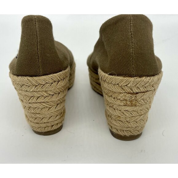 Tory Burch Woven Textile Peep Toe Wedges Sandals Rope Tan Brown Sz 7 B Casual - Picture 5 of 6